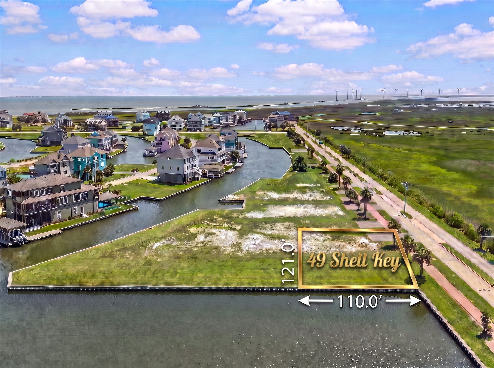 49 Shell Key, Hitchcock, TX 77563 49 Shell Key offers 110 feet of water frontage, which allows for two boat houses. Bulkhead maintenance is included in the property maintenance fees.