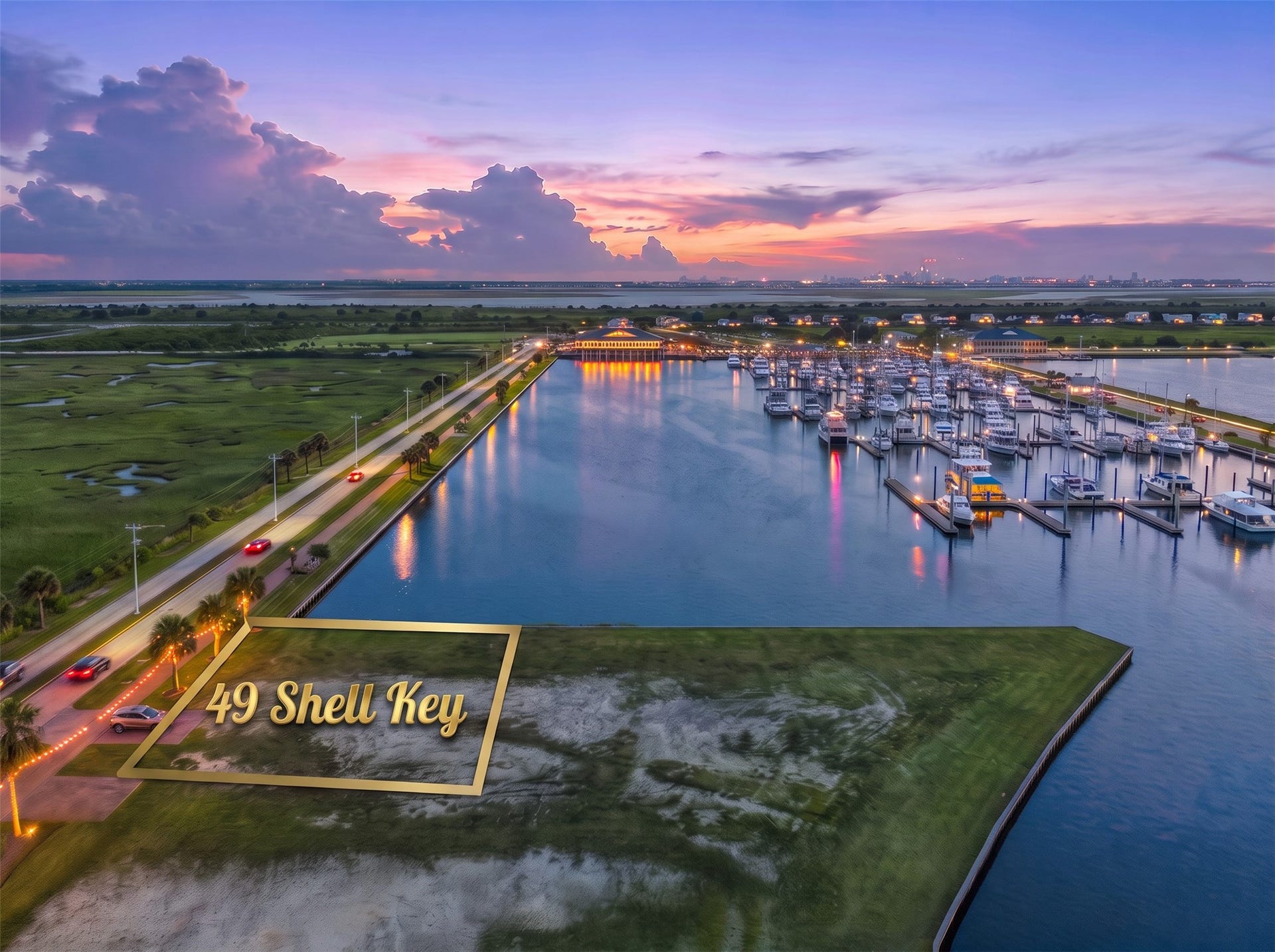 49 Shell Key, Hitchcock, TX 77563 This 13,254' home site has 110 feet of bulkhead and room for two boat houses. The evening views from 49 Shell Key onto the wetlands, marina, and Moody Gardens are nothing less than breathtaking.