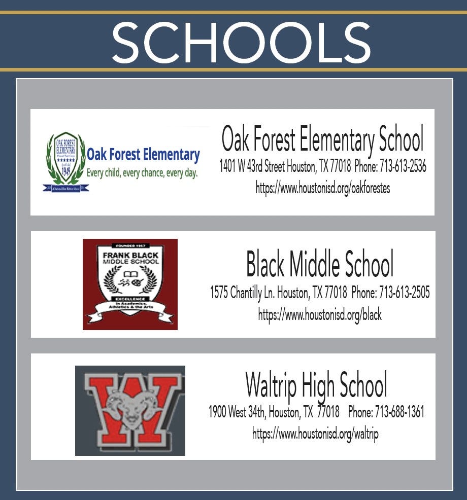 1343 Del Norte Street, Houston, TX 77018 1343 Del Norte is zoned to coveted Oak Forest Elementary.