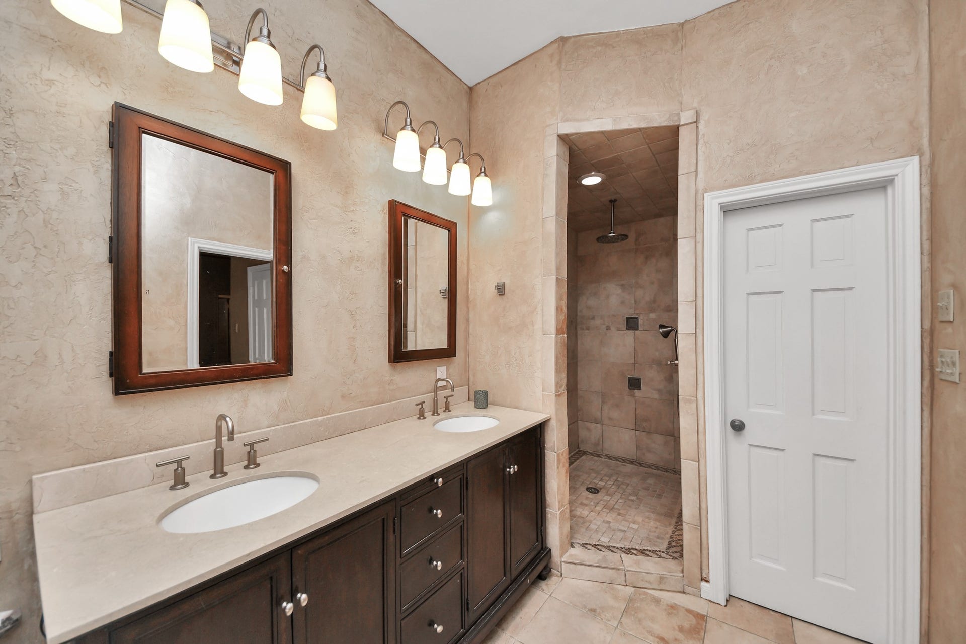 722 Chevy Chase Circle, Sugar Land, TX 77478 This view highlights the oversized vanity and separate walk-in shower.