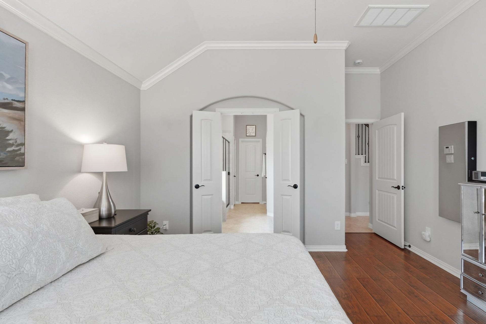 On the right, notice the turn to enter this room off the living area, keeping the owner's suite private.