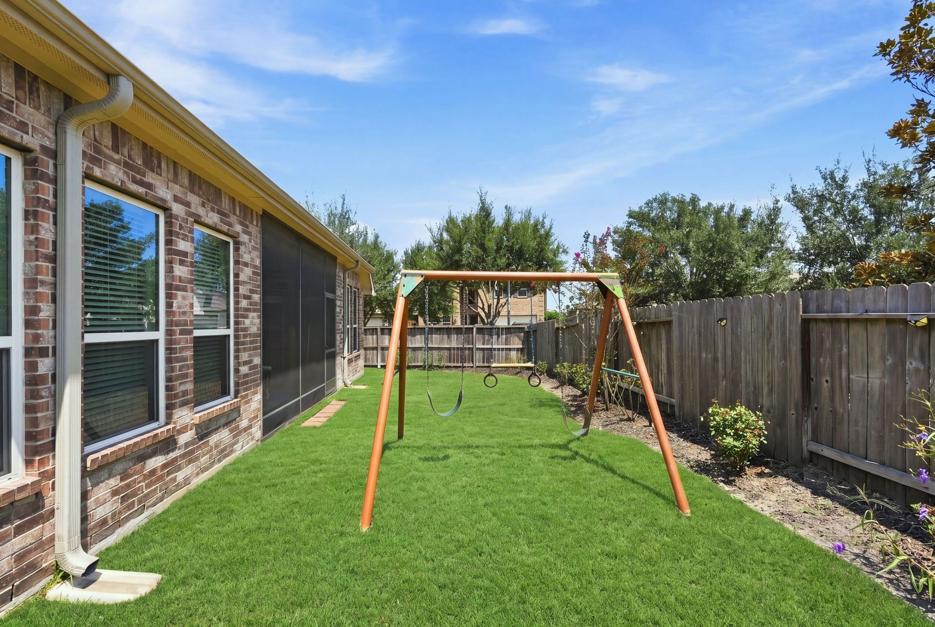 Swing set will stay with the home!