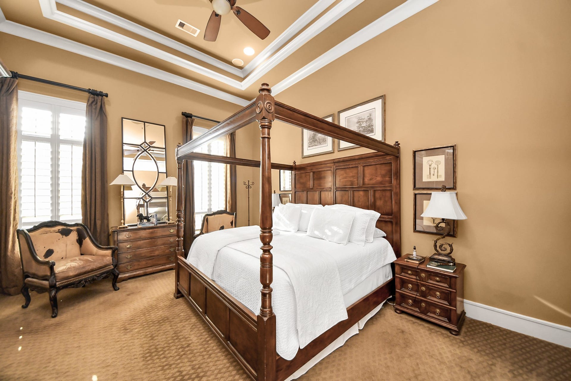 1406 Lake Pointe Parkway, Sugar Land, TX 77478 Luxe primary suite features a back-lit tray ceiling with spectacular en suite, custom closet!