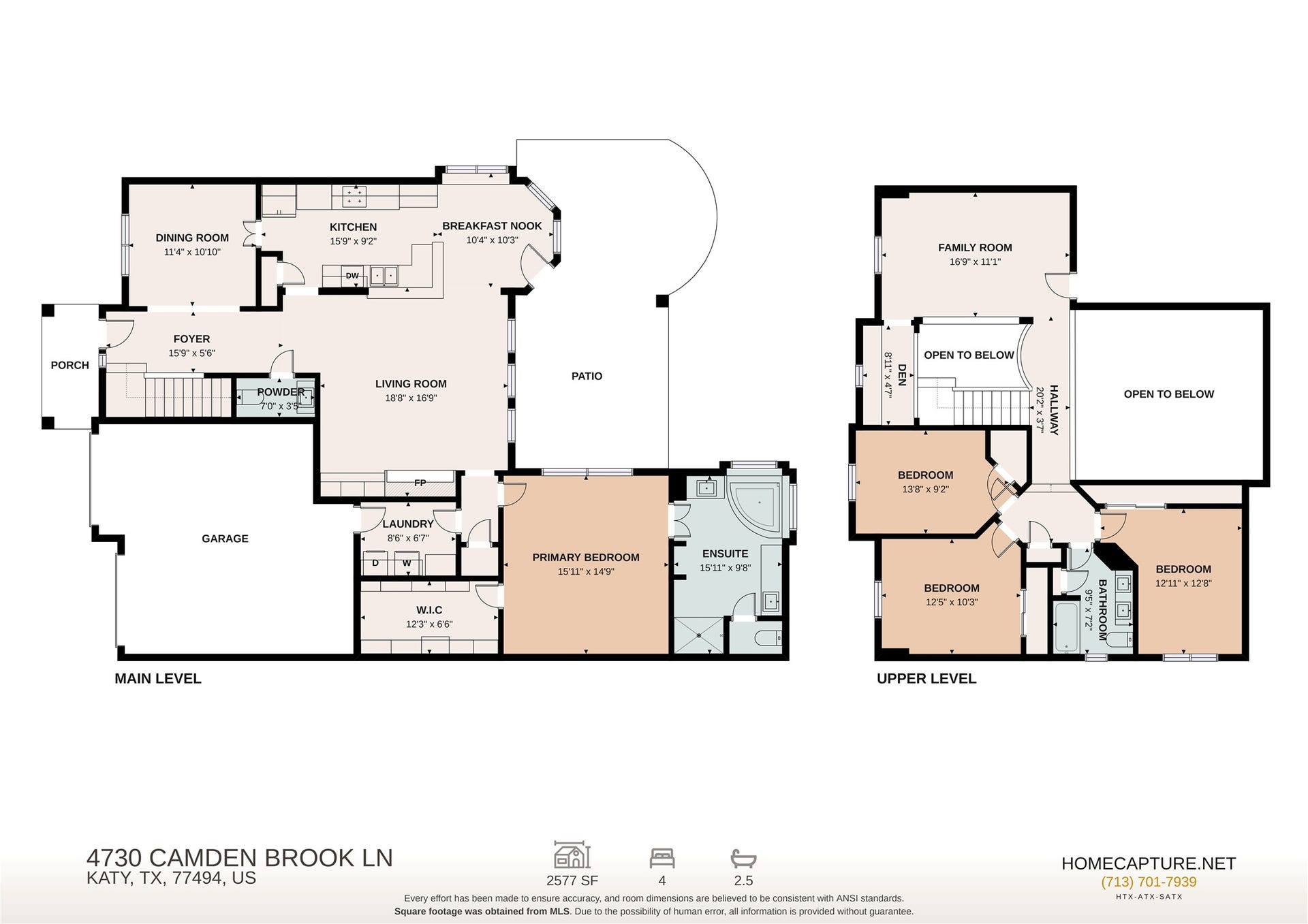 4730 Camden Brook Lane, Katy, TX 77494 Floorplan design to show the space in the home but not a source for square footage.