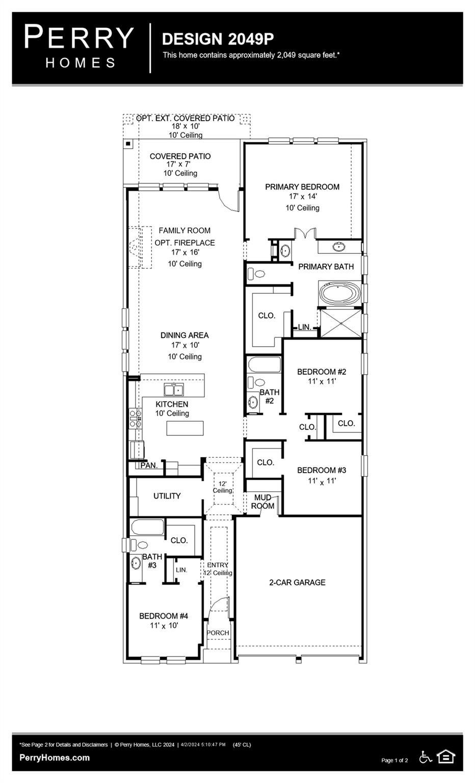 14858 Whistling Duck Lane, Magnolia, TX 77354 Perry Home Floor Plan. Confirm all measurements.