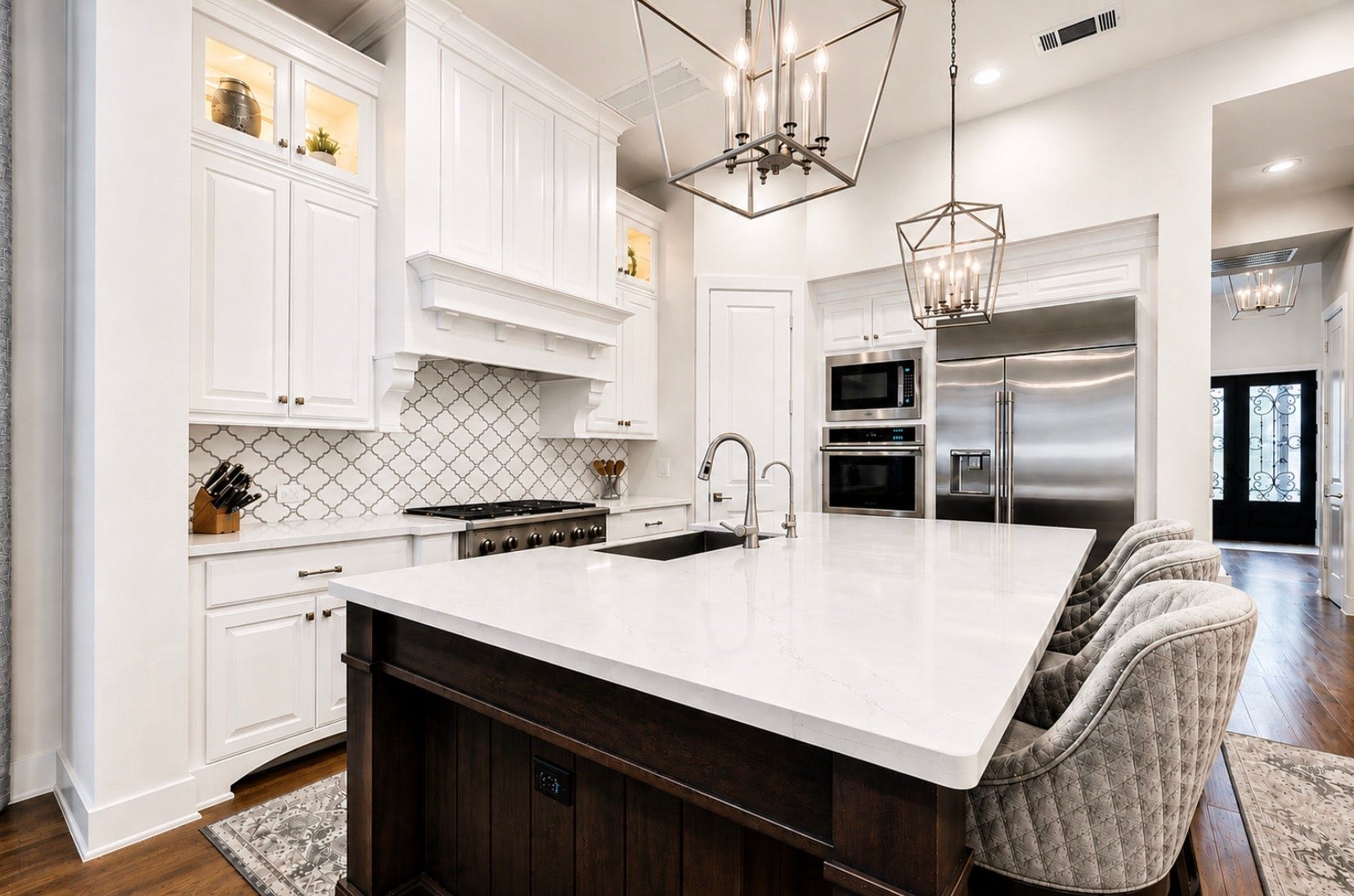 121 Sugar Pine Court, Montgomery, TX 77316 Sleek, cabinet-integrated refrigerator offering a seamless, custom kitchen aesthetic