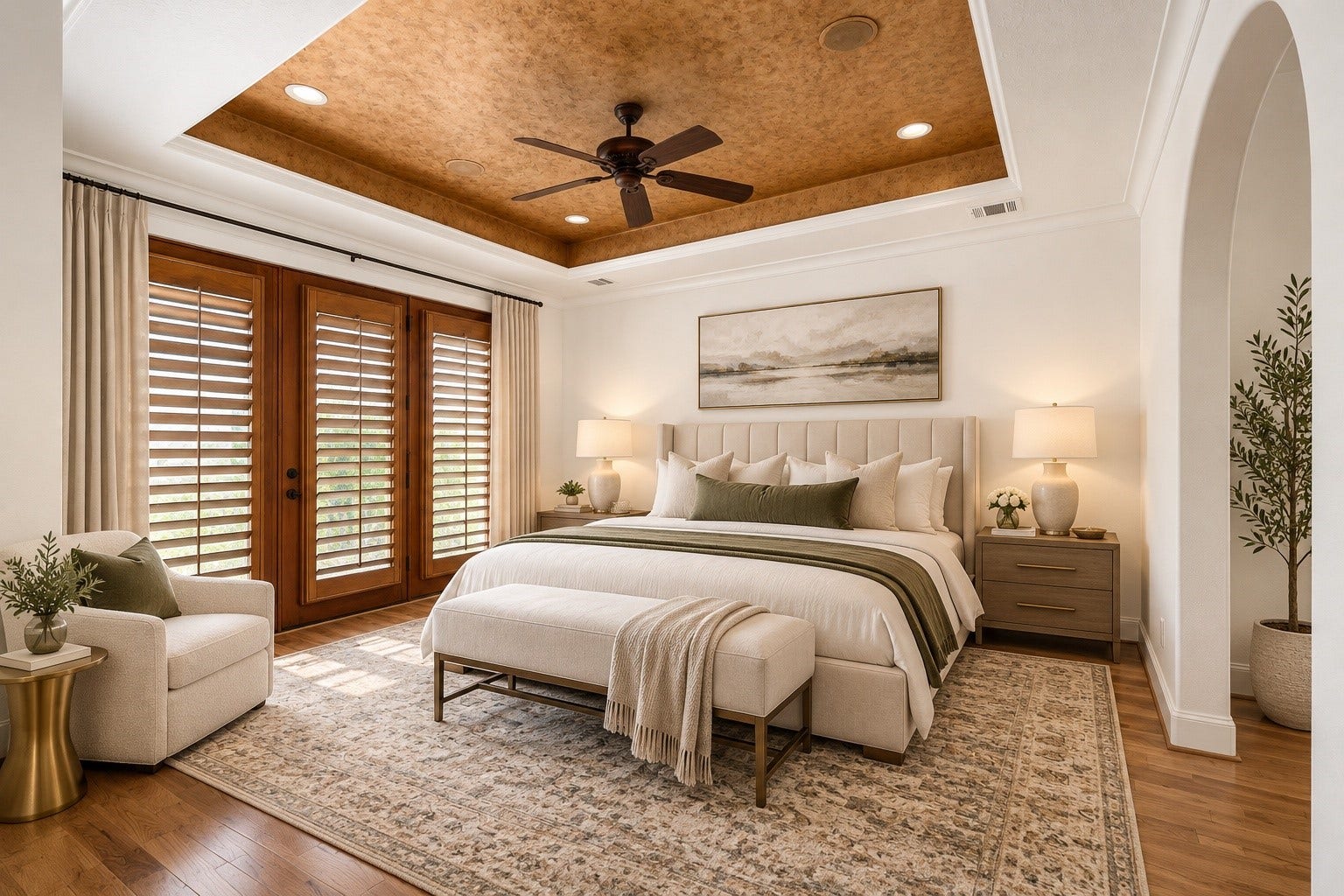 5218 Feagan Street, #D, Houston, TX 77007 Virtually staged primary bedroom.