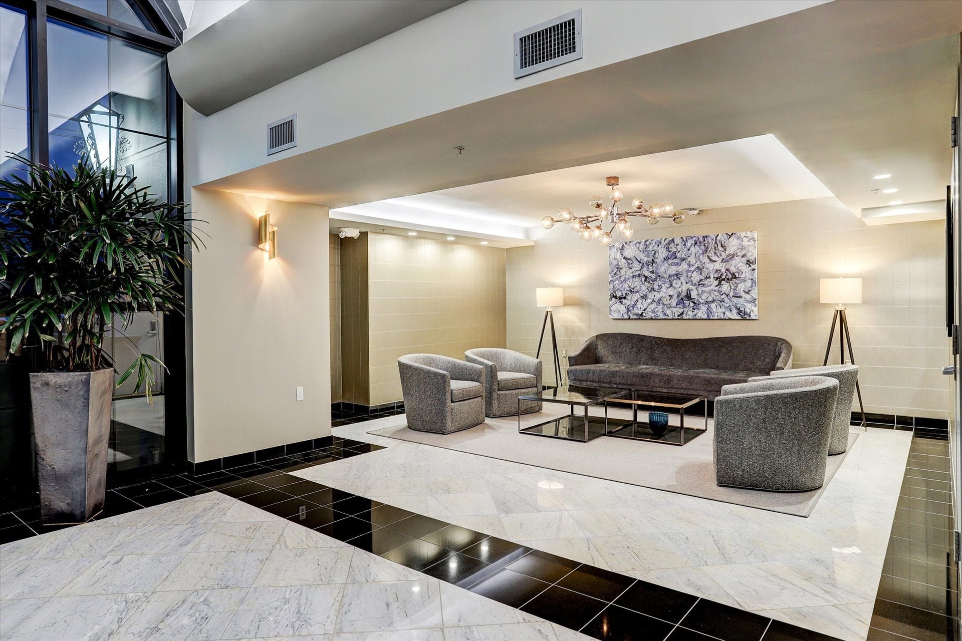 Another view of the newly-redesigned lobby at the Renoir.