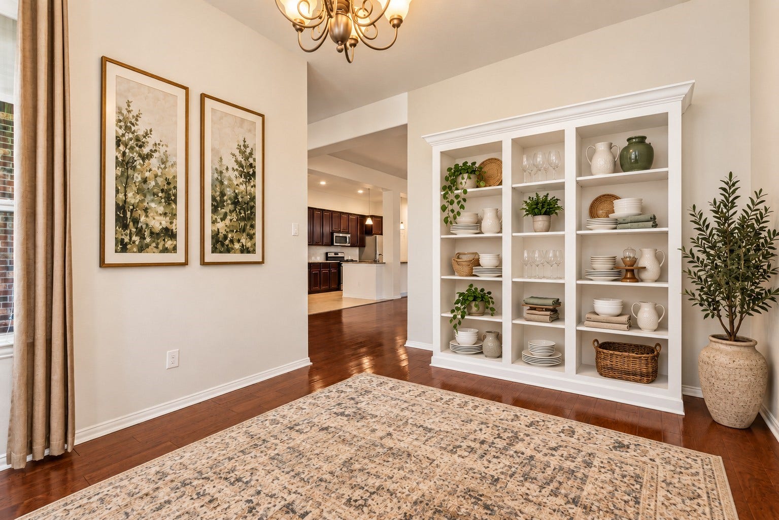The other side of the extra room - the built-in is being staged for use with a dining room, but can be used any way that is needed.
