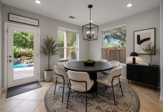 Virtually staged breakfast area
