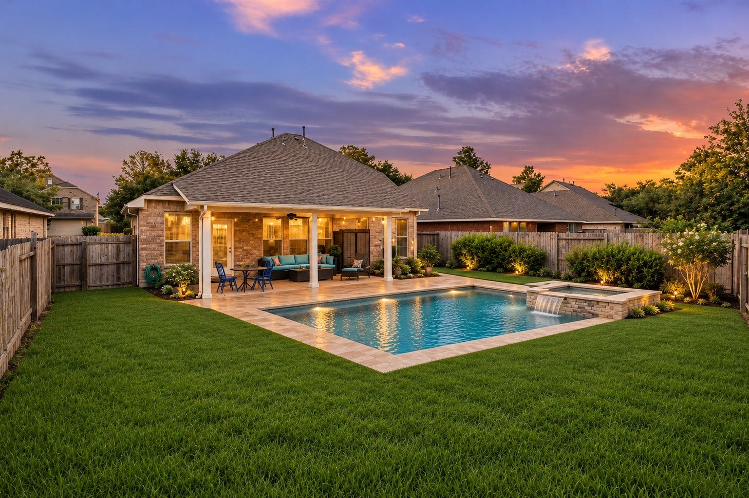 5115 Redleaf Forest Lane, Katy, TX 77494 Imagine the possibilities! This virtually enhanced photo showcases the backyard's potential for a beautiful swimming pool and spa, creating the perfect outdoor retreat. Pool is for illustrative purposes only. Size, placement, and feasibility are subject to applicable building restrictions and requirements.