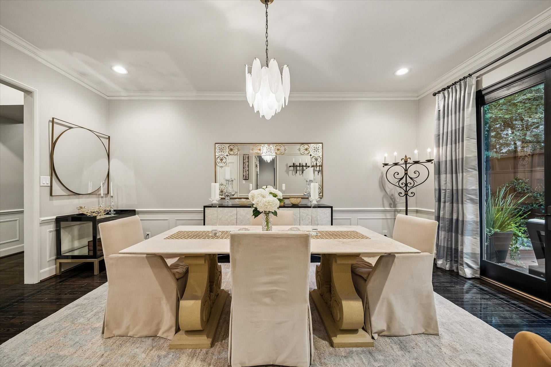 The Dining Room has substantial wall space for art and a wonderful view of the Garden.