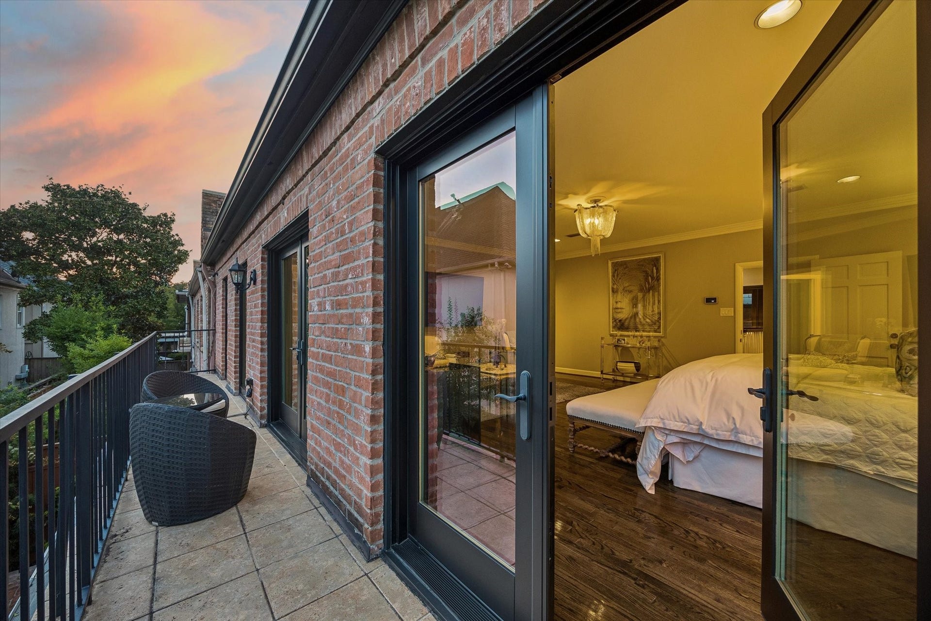 ...open to your private Balcony that overlooks your Garden.