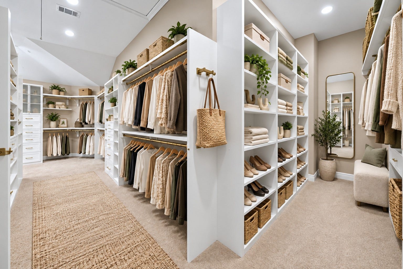 7610 Northwoods Drive, Sugar Land, TX 77479 A closet that feels like a room of its own, with extensive built-in shelving and hanging space designed to keep everything beautifully organized. (Virtually Staged)