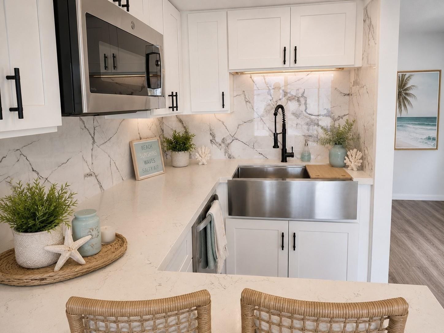 6300 Seawall Boulevard, #3326, Galveston, TX 77551 Virtually staged kitchen area