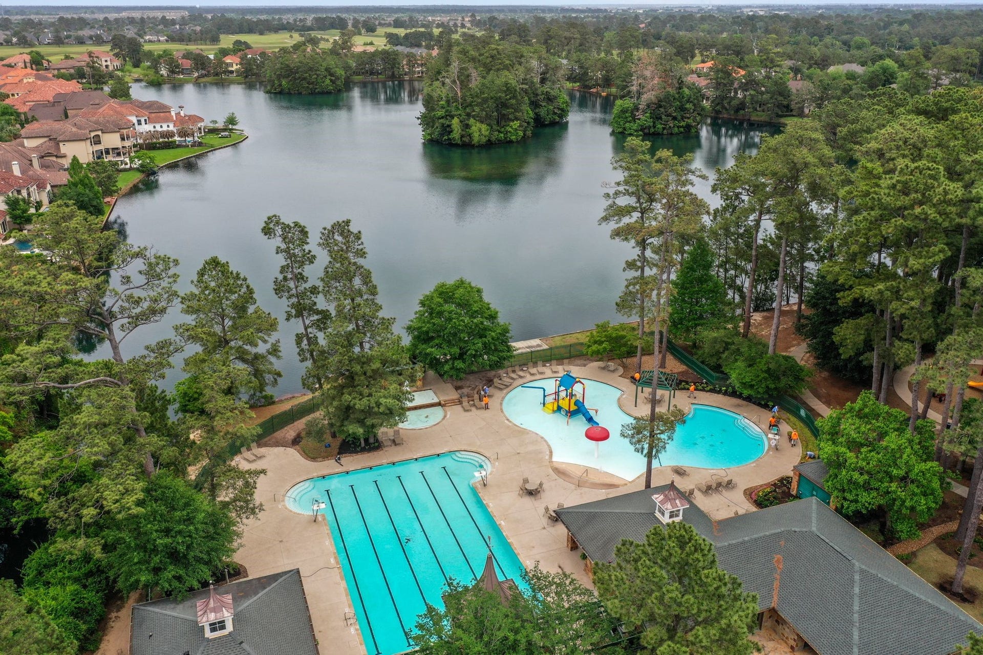 1323 Freshwater Bay Court, Spring, TX 77379 The Aquatic Complex includes an ATHLETIC POOL #1: 8-lane 25-yard competition pool. Home of the Gleannloch Gators swim team, Masters Swim Program & PACK Training Program as well as swimming lessons are offered. A RECREATION CENTER POOL #2: includes an adult pool and kiddie activity pool with water features. THE BLUFF POOL #3 a lazy pool.