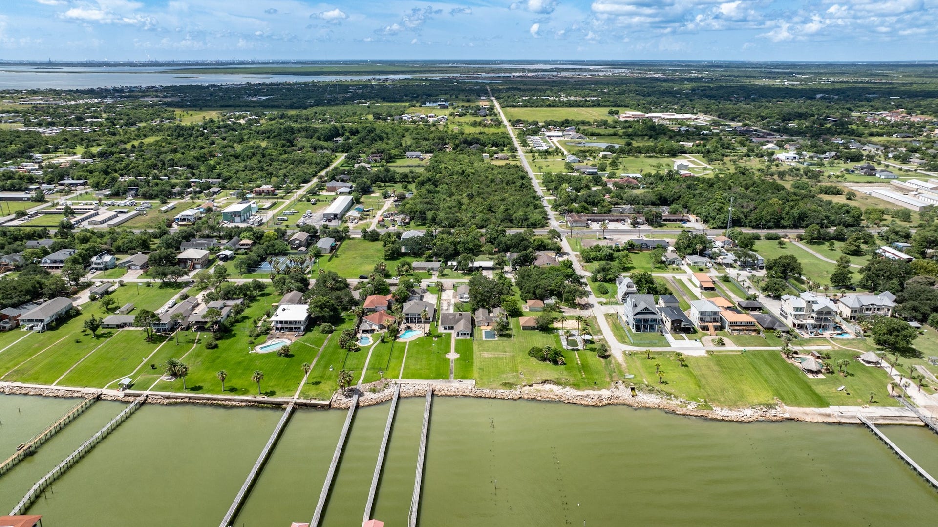 2575 Cliff Drive, Dickinson, TX 77539 Overhead view of the Bay looking toward the neighborhood.