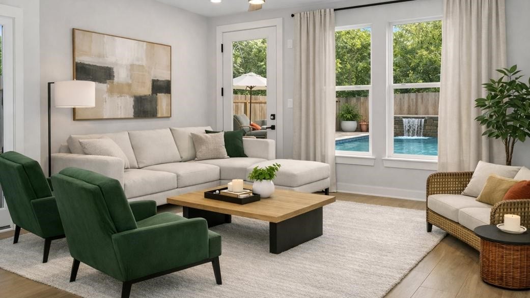 8027 BETTY BOOP Street, Houston, TX 77028 This virtual rendering shows -that the backyard is large enough for a pool.