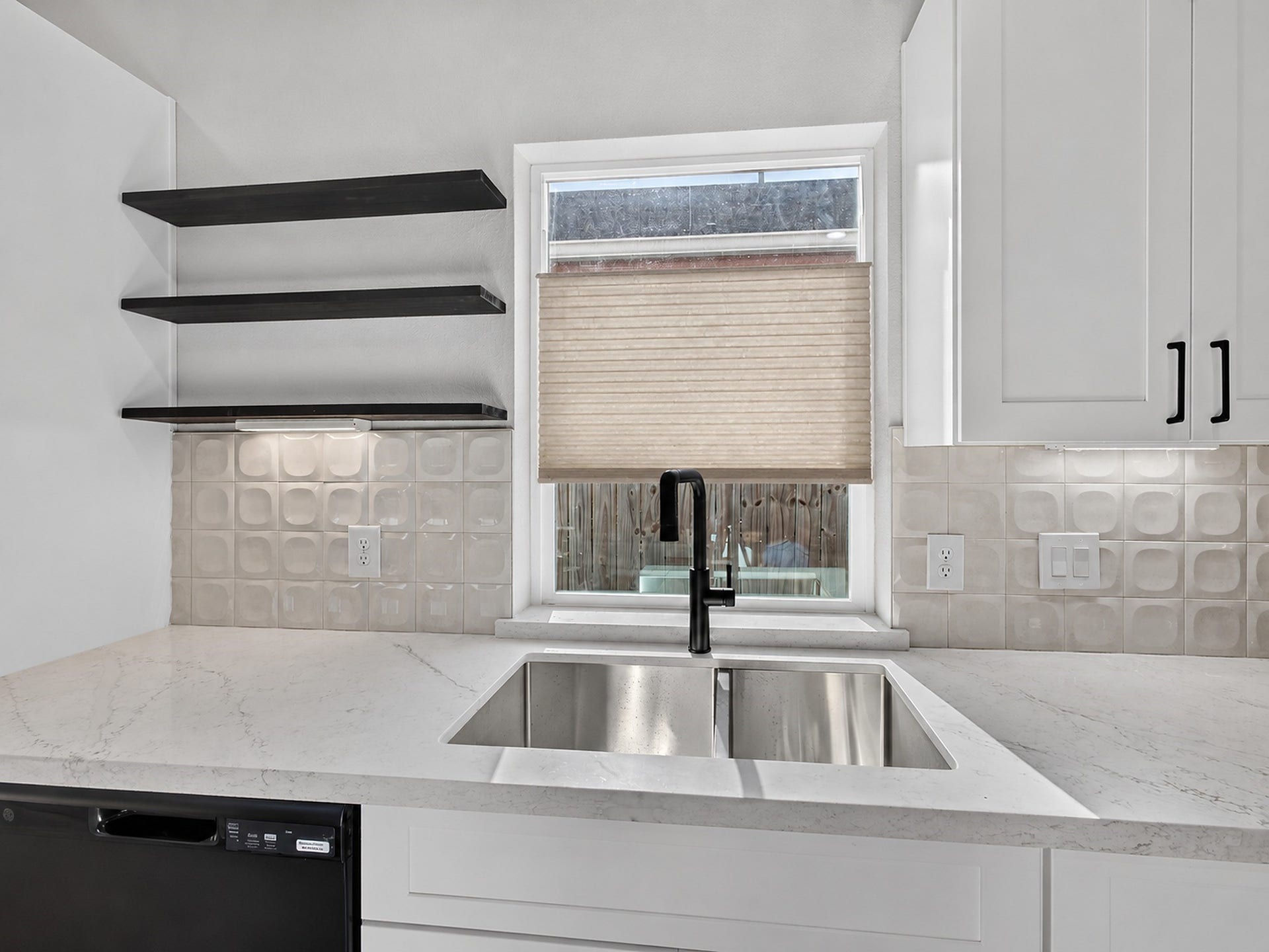 8027 BETTY BOOP Street, Houston, TX 77028 Designer floating shelving and backsplash