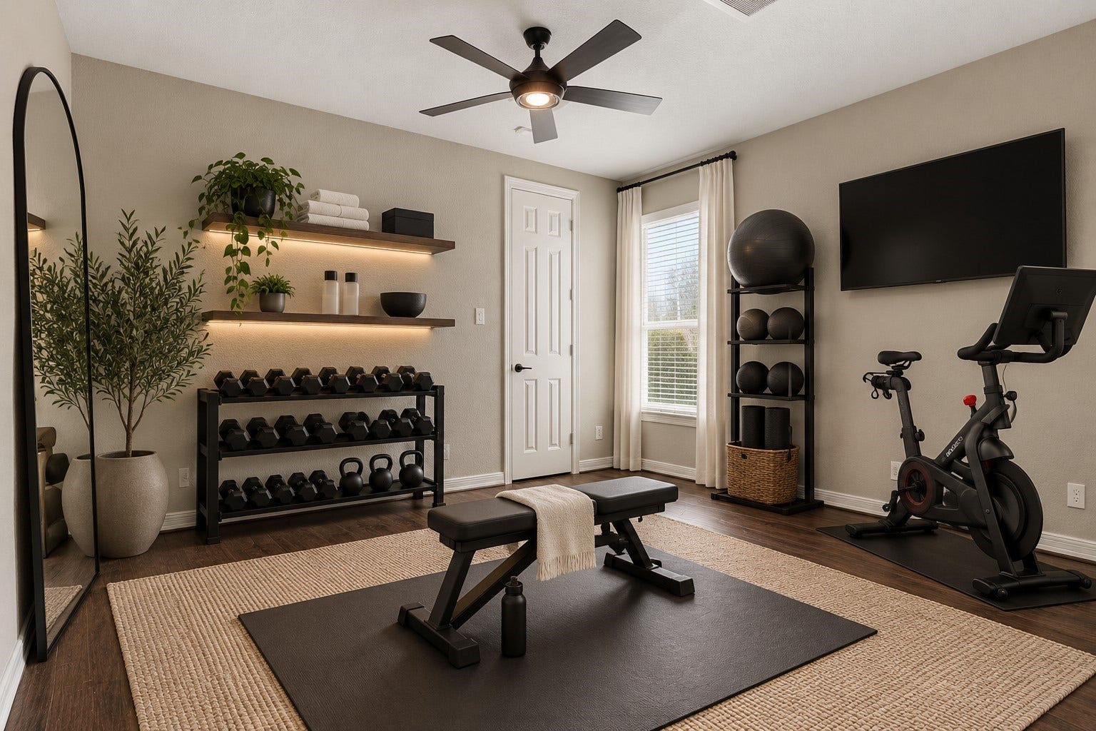 4502 Creek Point Lane, Missouri City, TX 77459 Secondary bedroom virtually staged as a home gym space