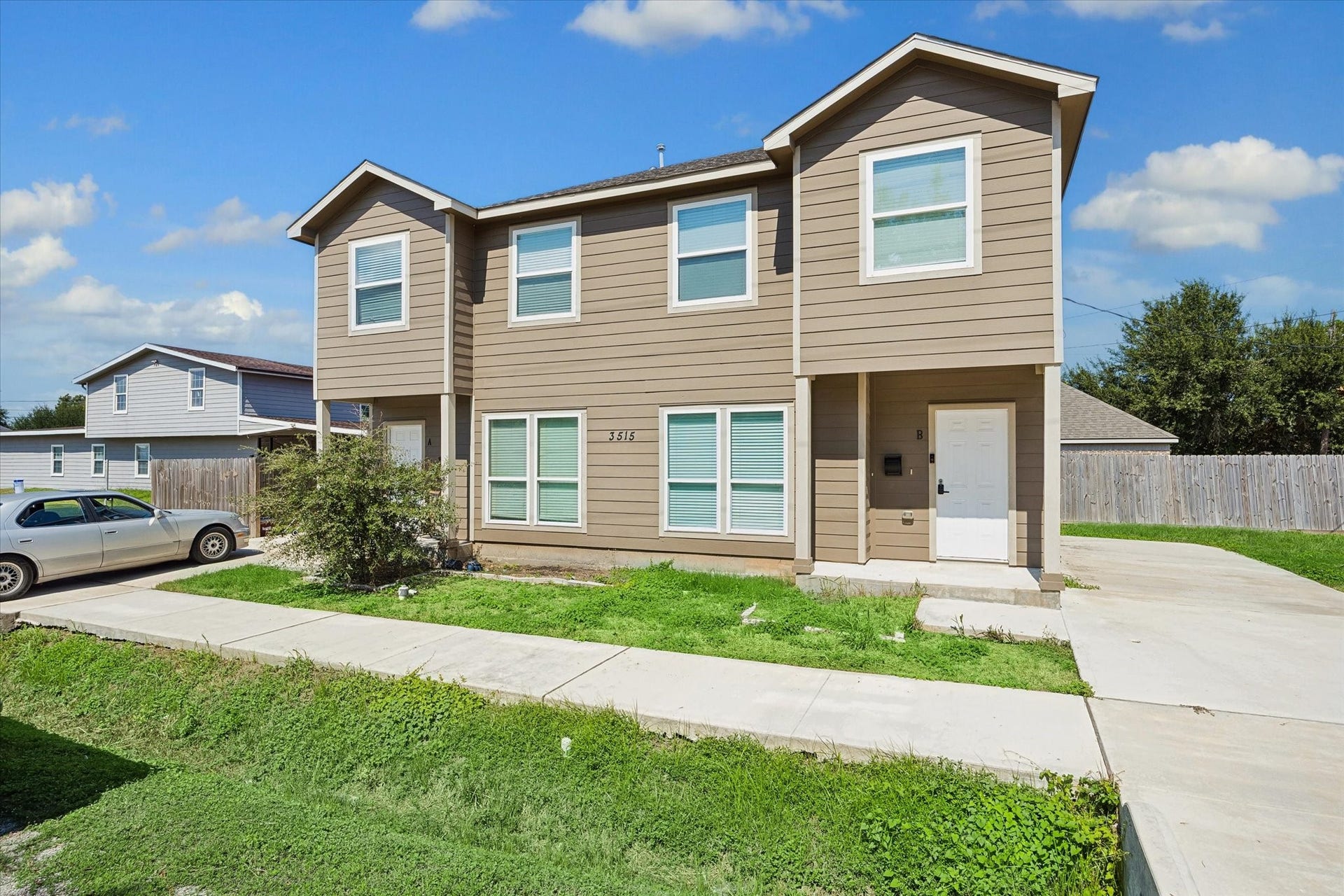 3515 Shelby Circle, #A/B, Houston, TX 77051 This newer construction duplex situated on a corner lot offers energy saving features, a large side yard for each unit, off street parking, neutral color palettes, and a convenient location.