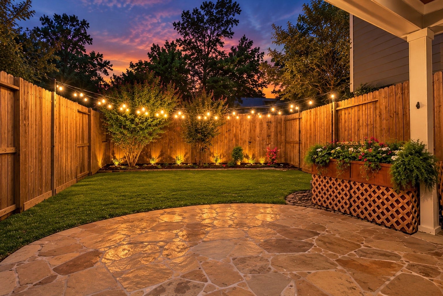 821 W 17th Street, #B, Houston, TX 77008 The Back porch is a calming escape, especially at dusk with a faint glow of sunset lingering in the night sky.