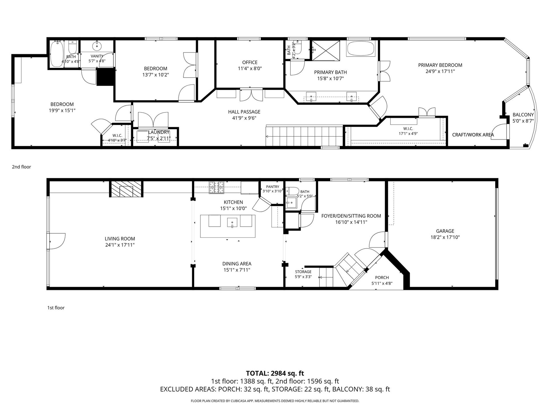 821 W 17th Street, #B, Houston, TX 77008 The Floor Plan's square footage total of 2984 sq. ft is inclusive of the garage. The home's living space is closer to the advertised sq. ft total of 2612 sq. ft