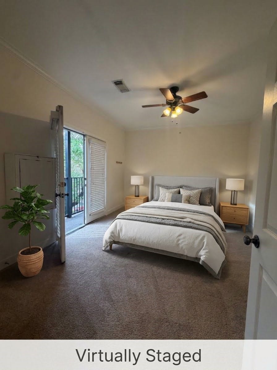 1342 Rutland Street, #206, Houston, TX 77008 Bedroom with Balcony