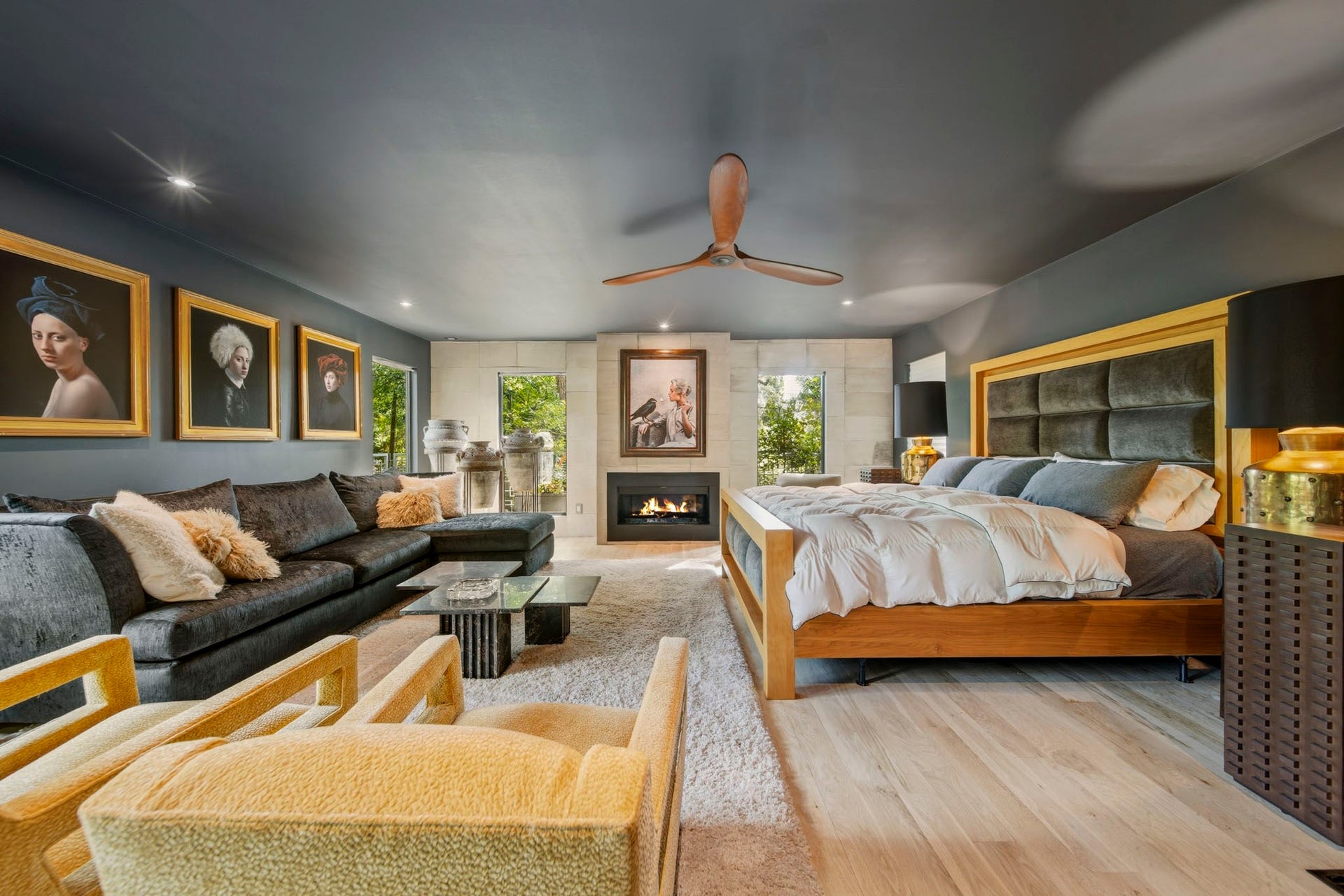 203 Chimney Rock Road, Houston, TX 77024 Primary suite with fireplace