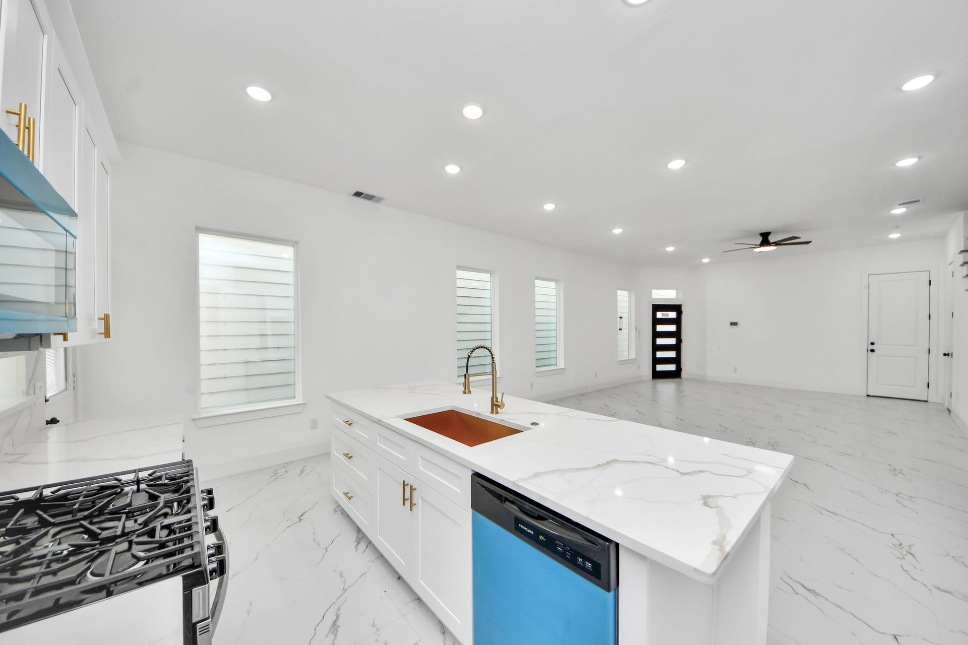 Kitchen, Dining, and Living Room