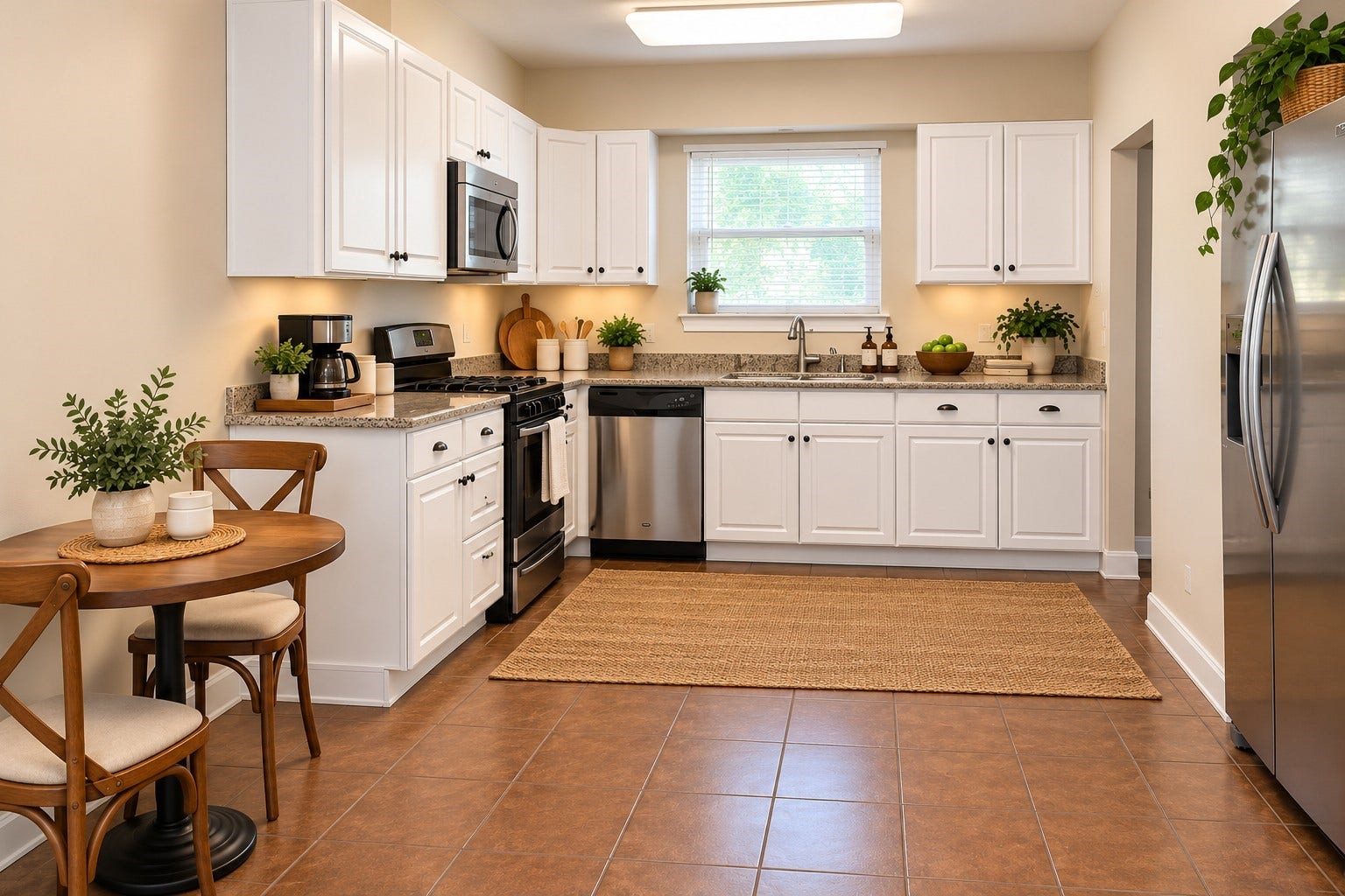 2815 Rosewood, Houston, TX 77004 Updated kitchen with breakfast area, granite counter tops, and stainless steel appliances. AI staged