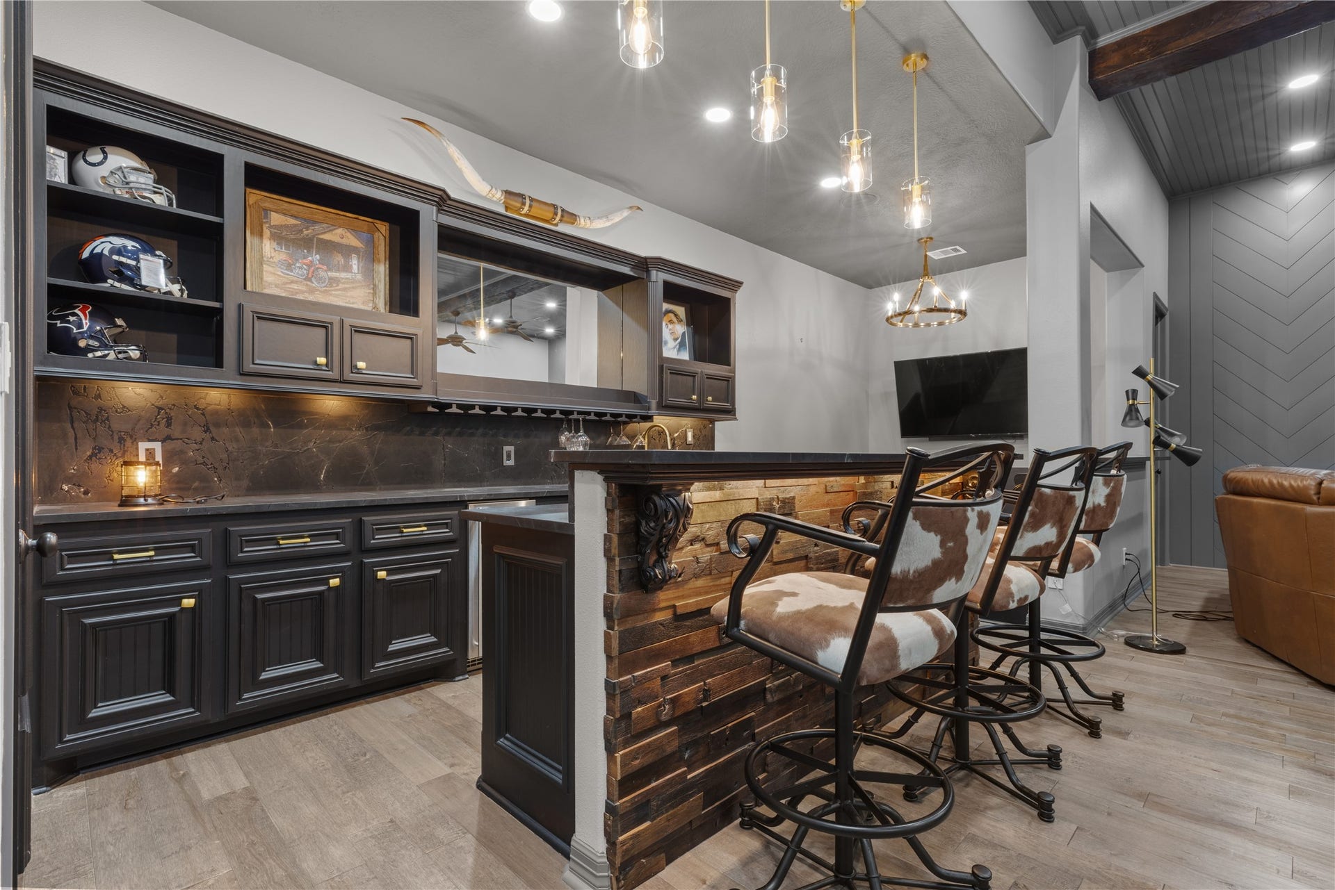 Bar with seating area in the game room