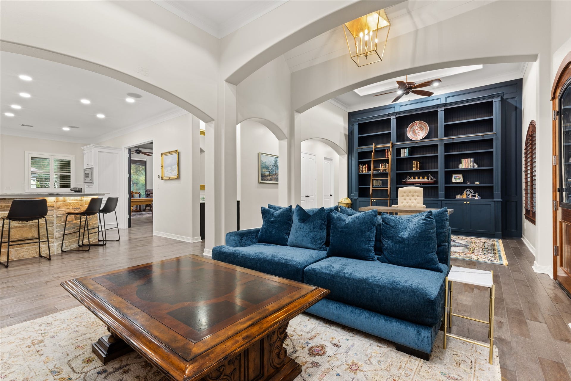 View from the formal living room fireplace