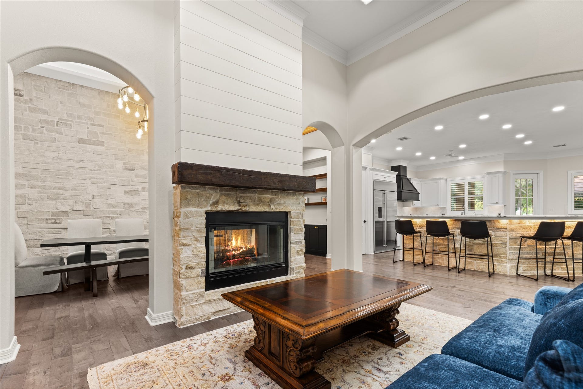 Formal Living room with double sided fireplace