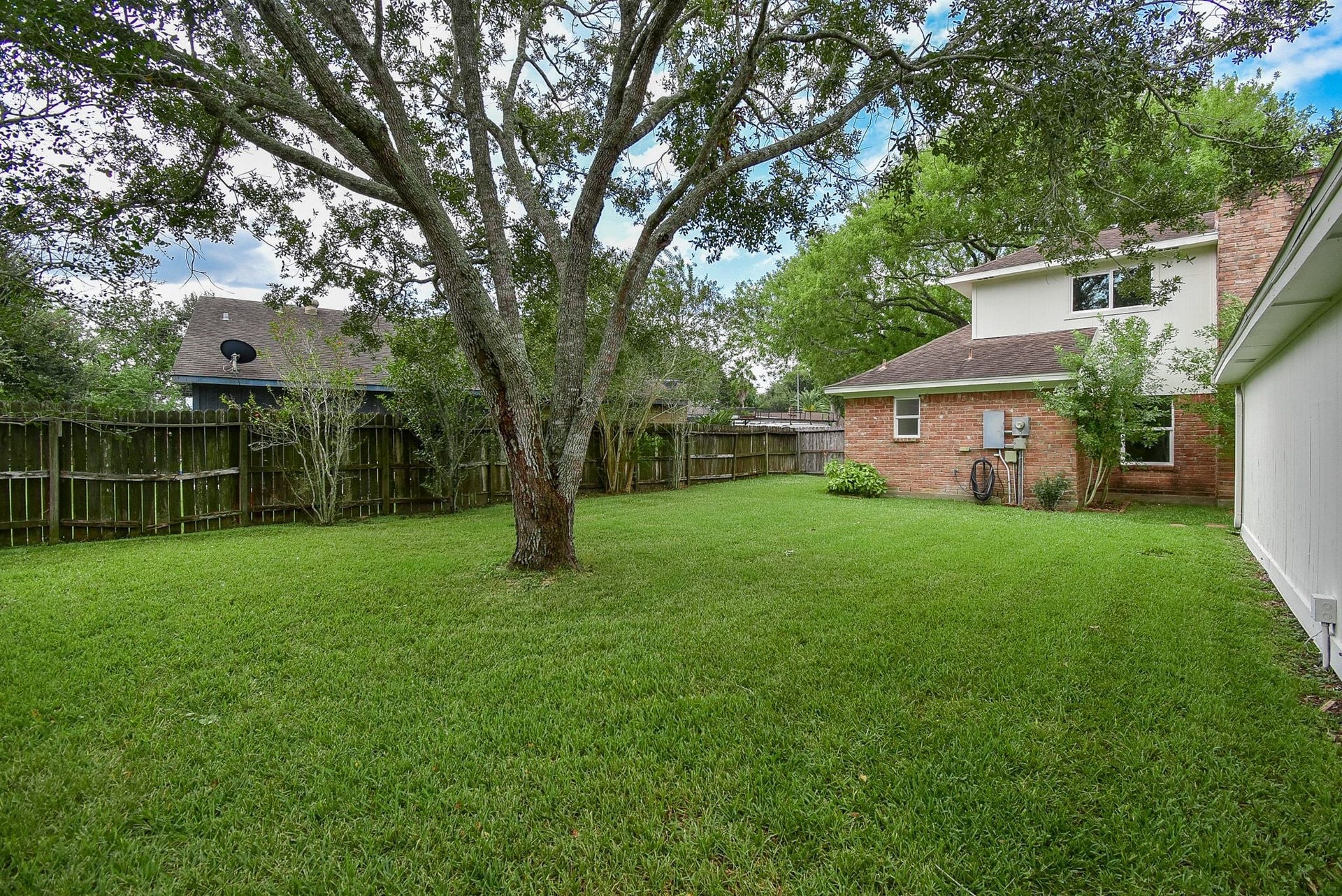 3303 Hilton Head Court, Missouri City, TX 77459 Large backyard with a shade tree.