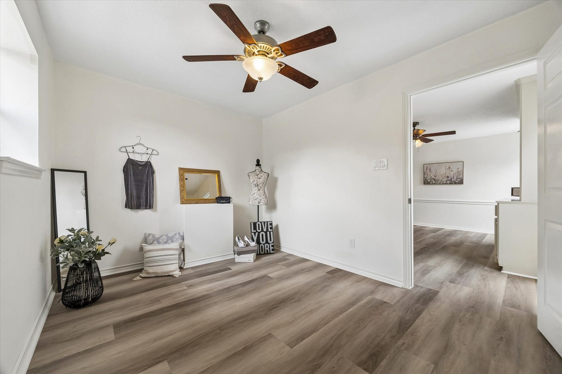 This versatile space can be easily adapted to your lifestyle. It could be a nursery, a playroom, a reading nook,  dressing room, man cave, work area, craft/music room, or display area for your prized collections and trophies.