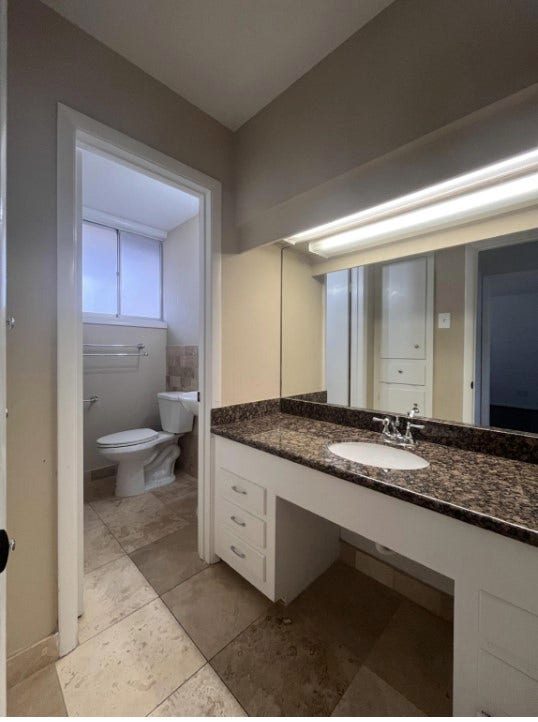 Granite bathroom vanity with mirror