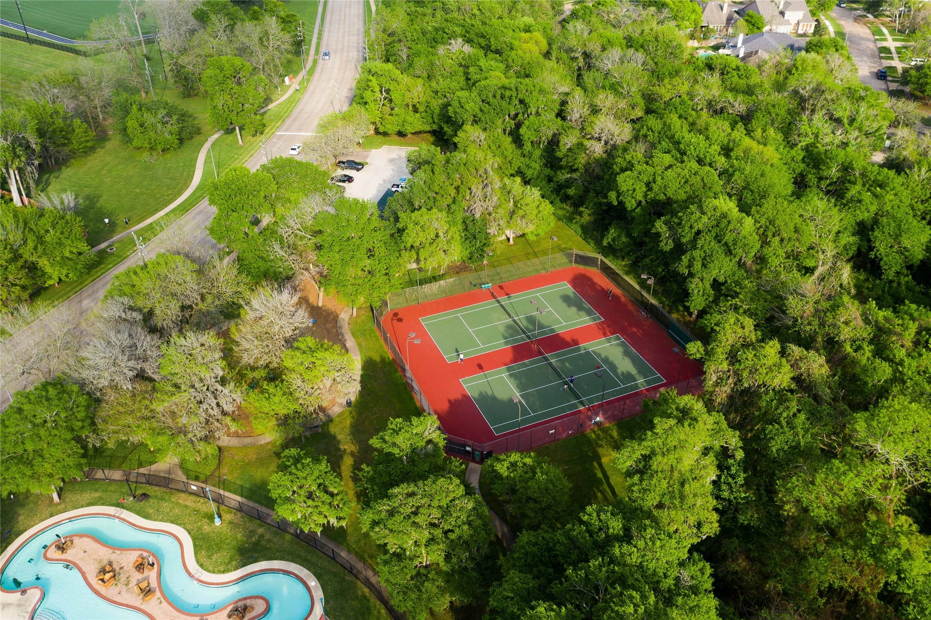 Community tennis courts provide opportunities for recreation and outdoor activities.