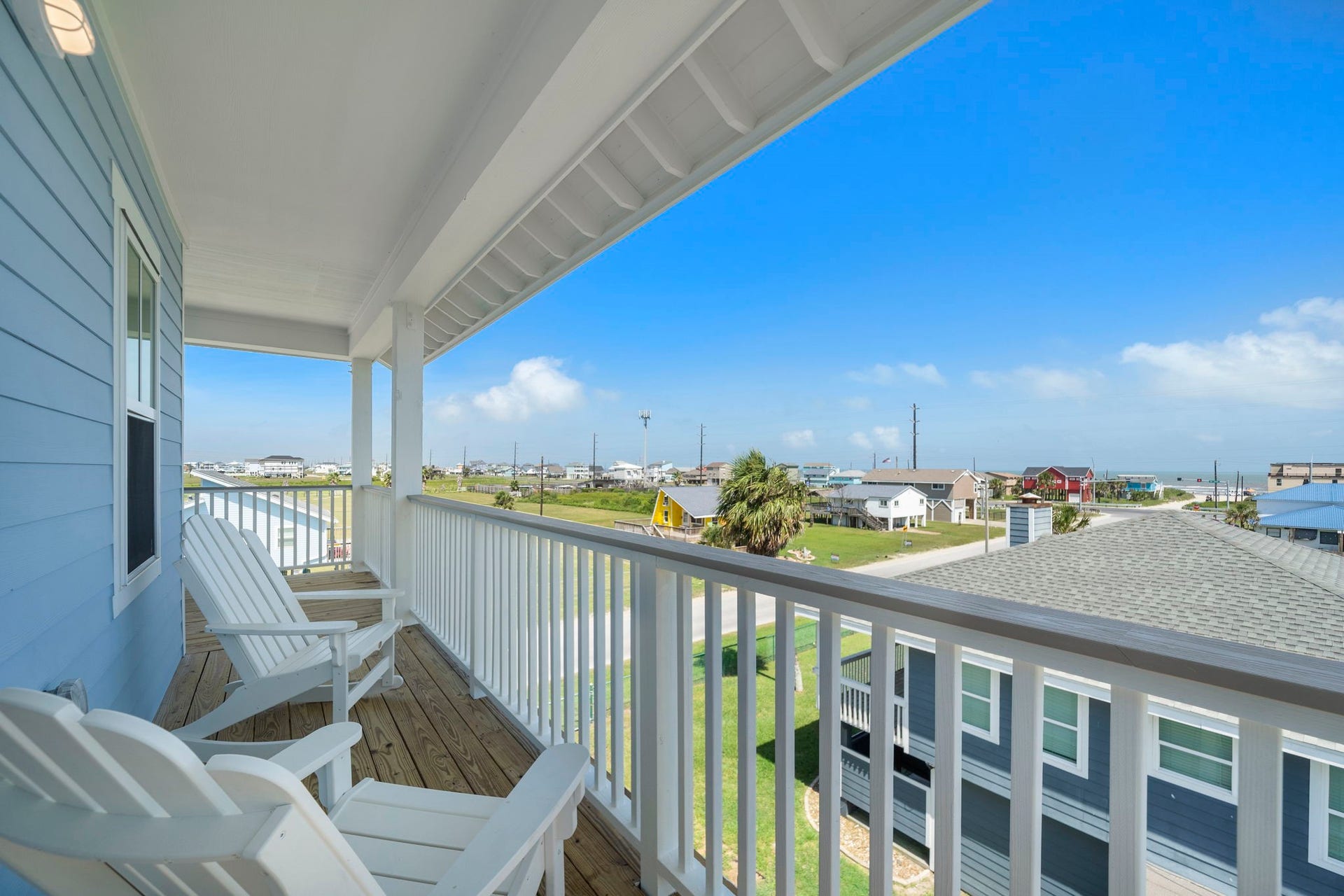 Enjoy serene coastal views from the comfort of this spacious balcony, perfect for relaxing with a morning coffee or evening sunset.