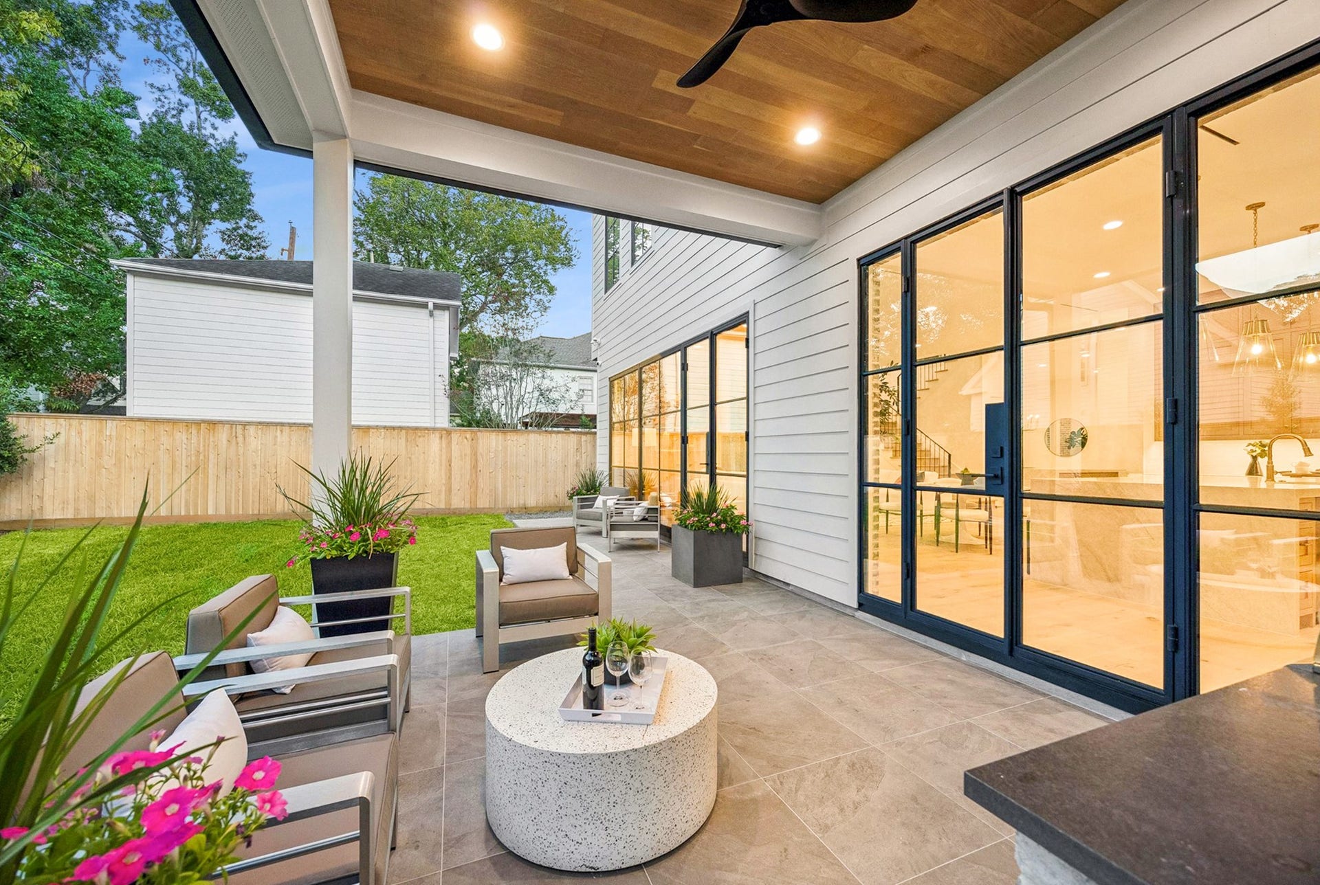 4230 Riley Street, Houston, TX 77005 Exterior spaces include multiple patio areas with green space. Sprinkler system in place.