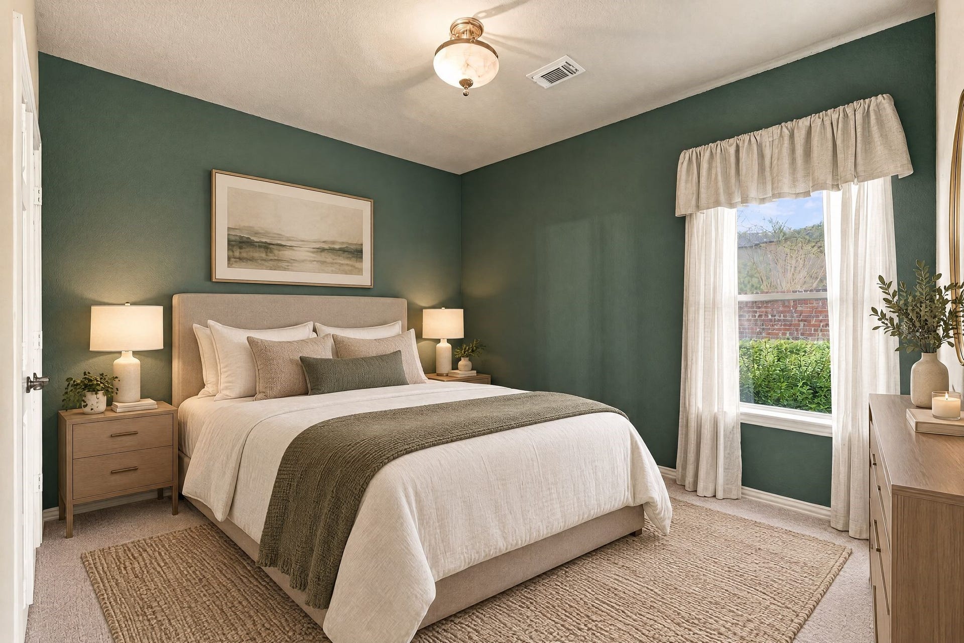 Secondary bedroom. Space is virtually staged.