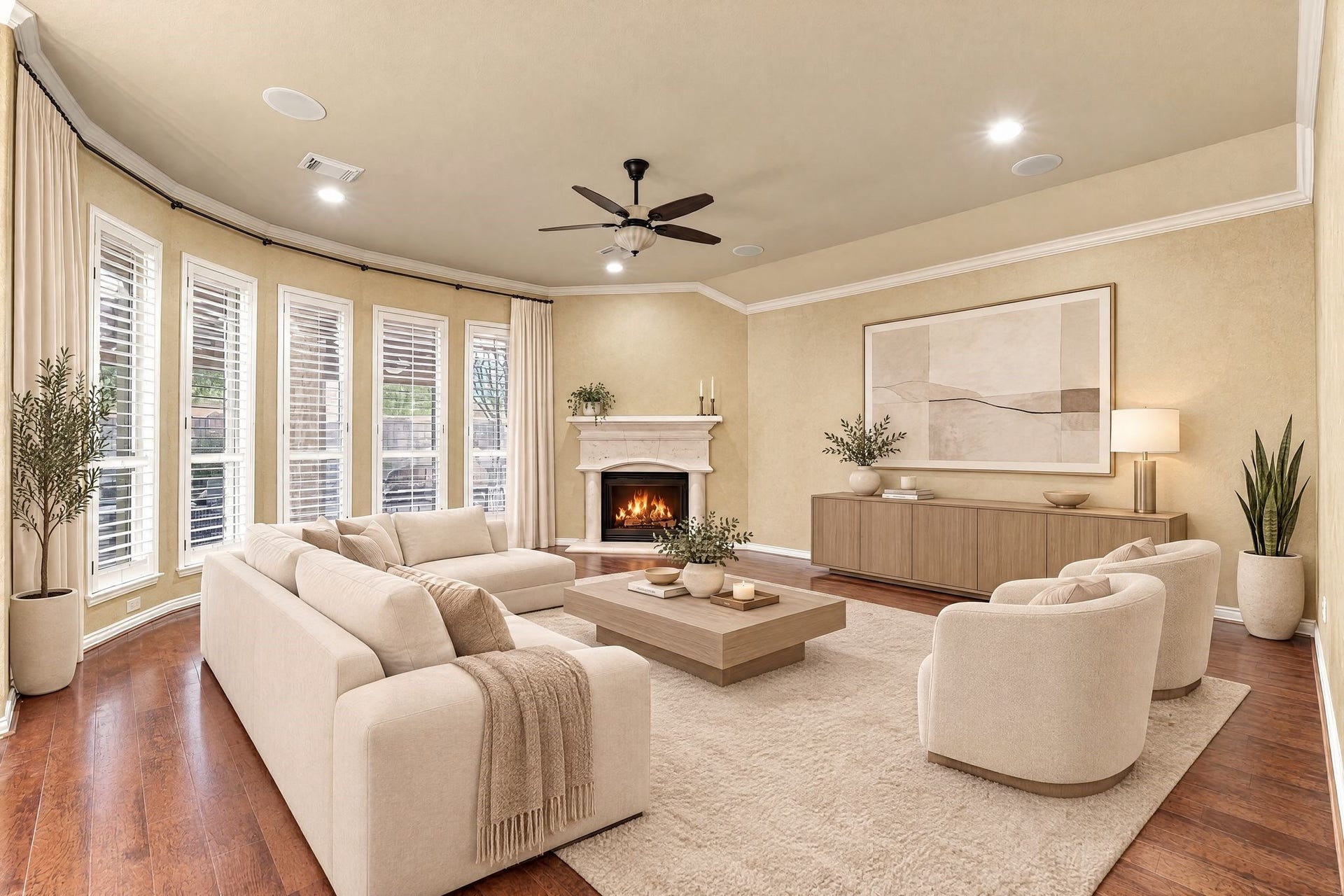 Elegant living room-virtually staged.