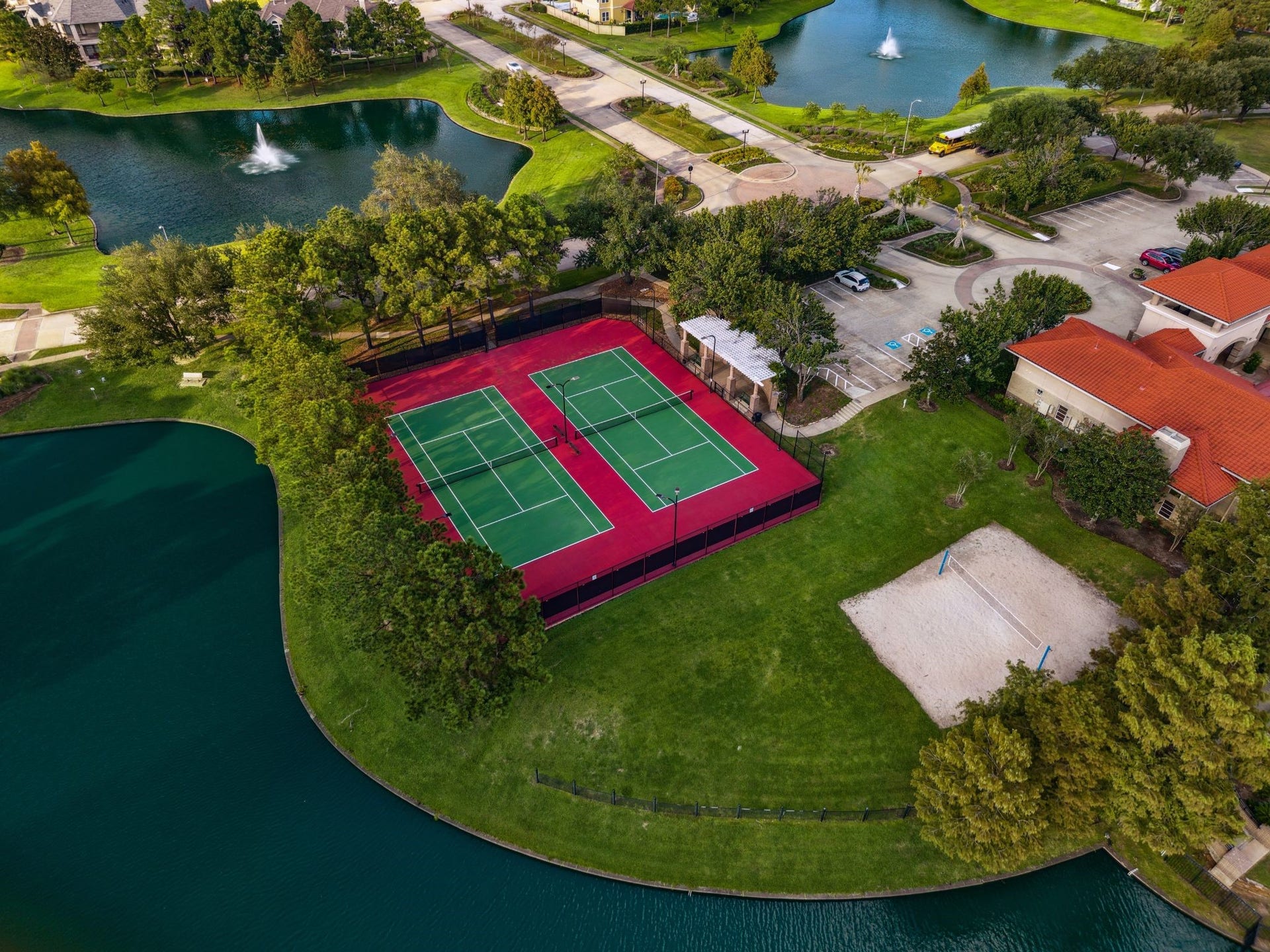 Stay active with three tennis courts, pickle ball courts, sand volley ball, pools, community gym, and so much more.
