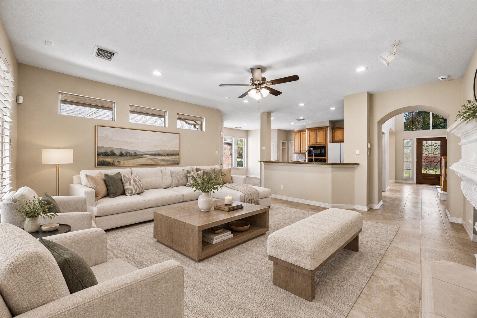 Spacious family room. Photo has been virtually staged.
