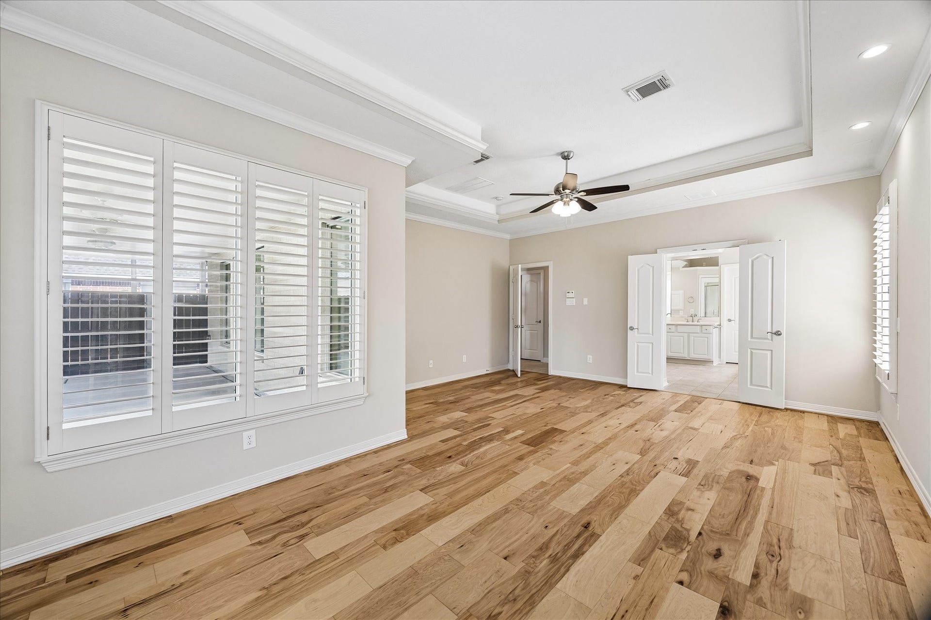 From this angle you can really notice the size of this Master Suite and additional flex space. This area works well for home fitness and could also be used as a relaxing reading nook or nursery space.