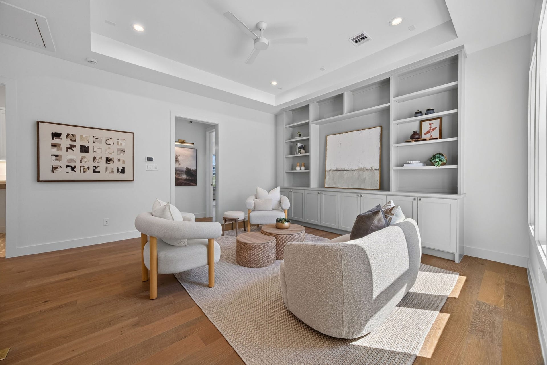 1726 Saxon Drive, Houston, TX 77018 Upstairs, the sizable game room with custom built-ins provides an ideal space for relaxation or play.