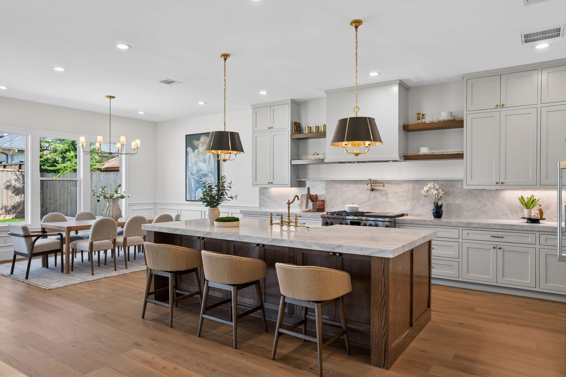 1726 Saxon Drive, Houston, TX 77018 A beautifully appointed kitchen where classic detailing meets modern functionality.