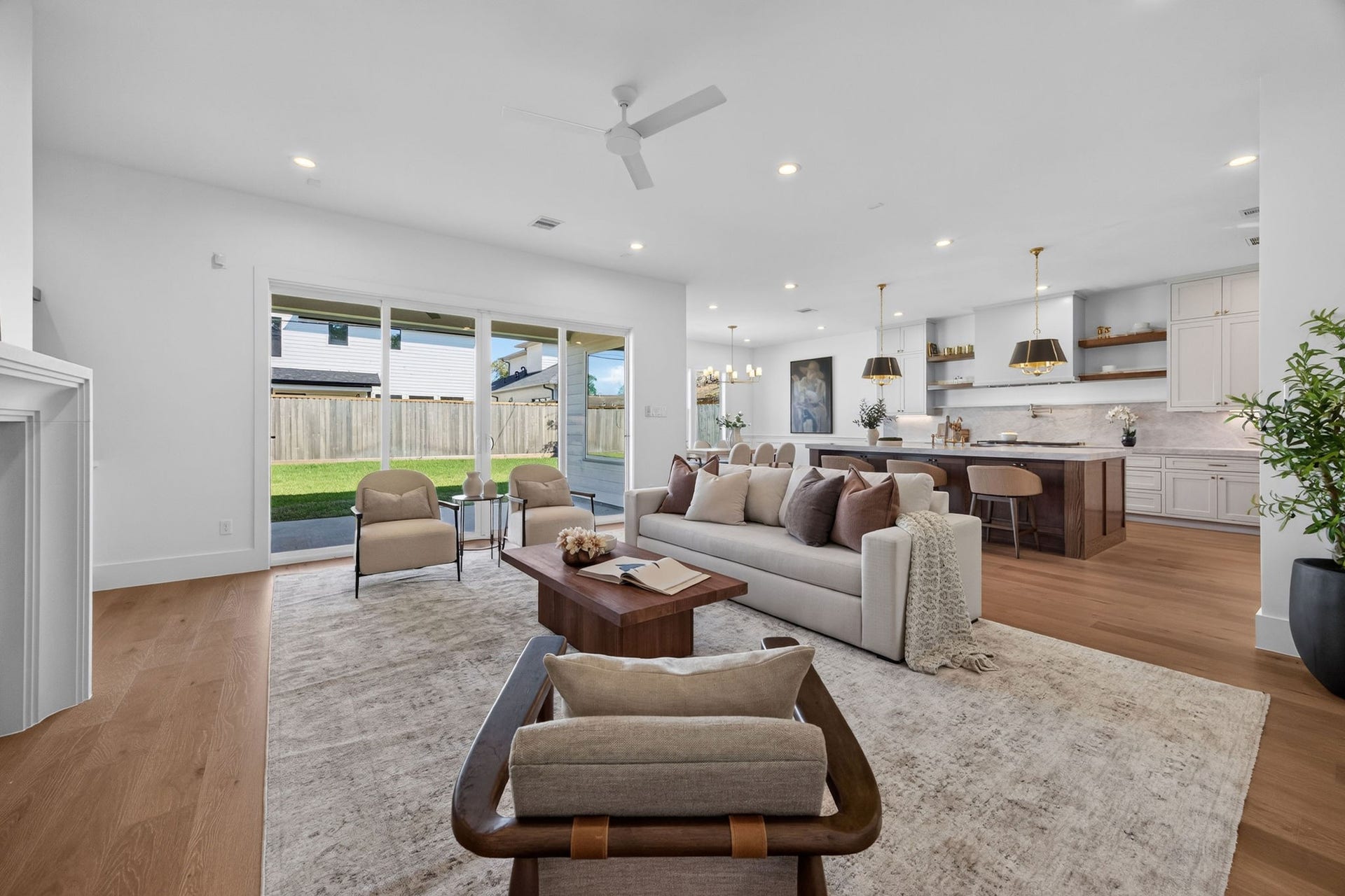1726 Saxon Drive, Houston, TX 77018 The living room is light-filled, sophisticated, and beautifully functional.