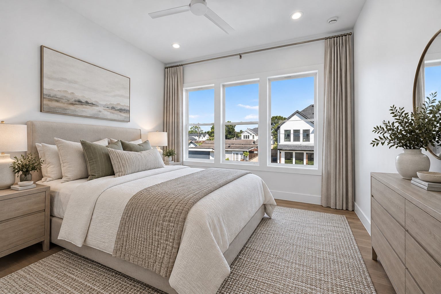 1726 Saxon Drive, Houston, TX 77018 Bedroom #4 upstairs with large windows and a walk-in closet.
