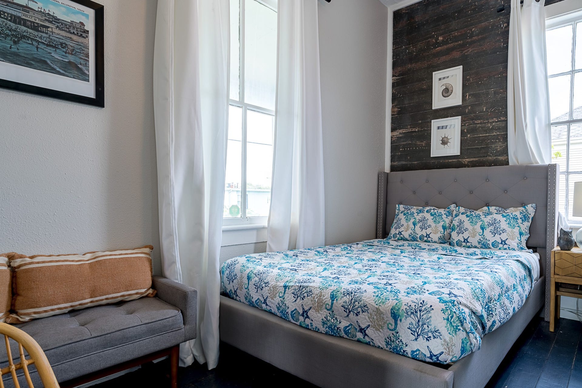 2511 Avenue L, Galveston, TX 77550 Bedroom one on the second floor, features two full beds